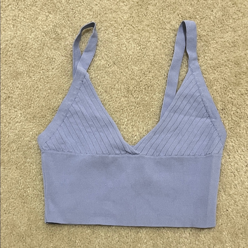 Zara Light Lavender Knit V-Neck crop top